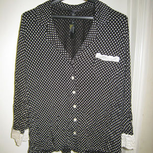 COOL NIGHTS, BLACK & WHITE POLKA DOT BLOUSE